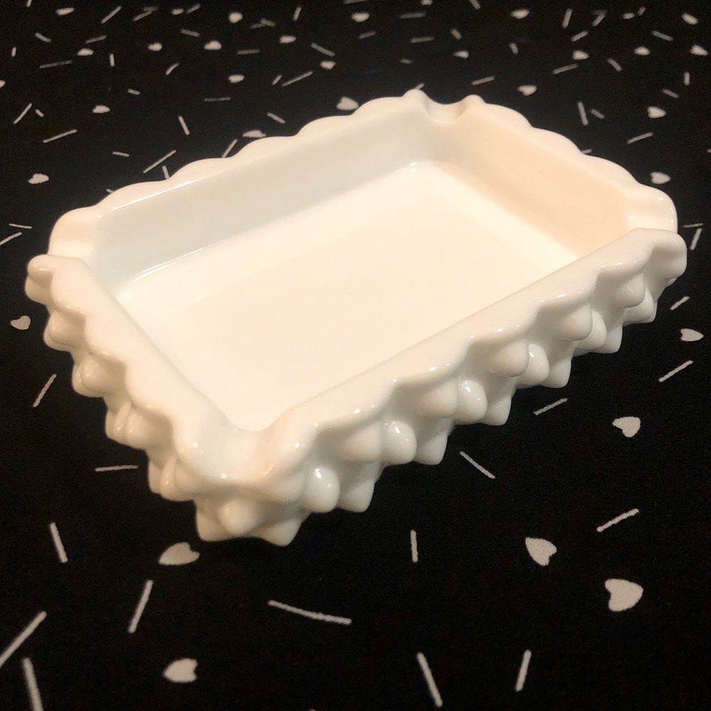 Vintage Fenton Hobnail Milk Glass Ashtray